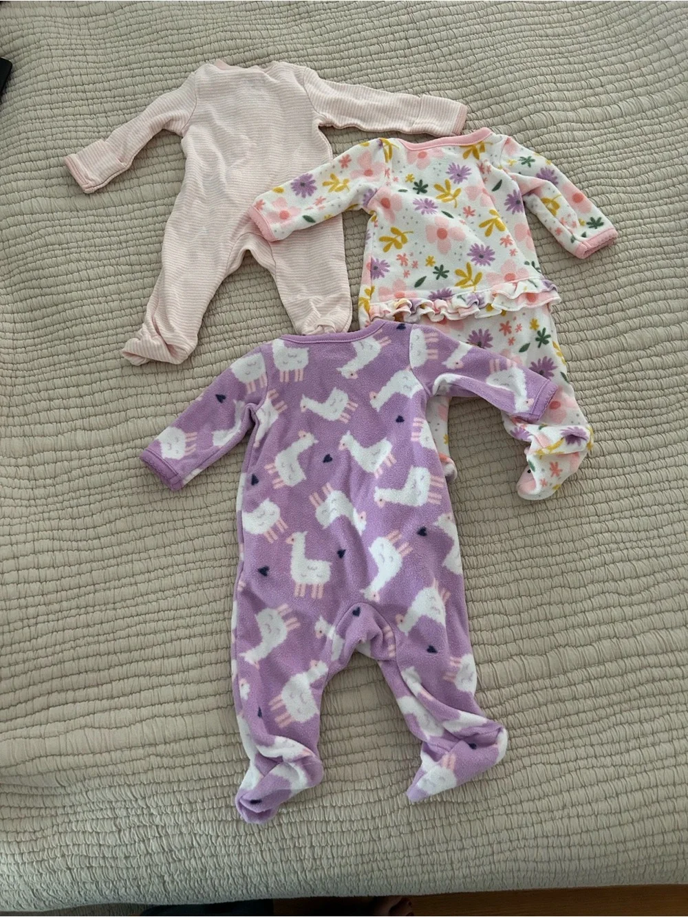Carter's and Simple Joy Pink Polka Dot & Floral Baby Onesie Pajamas Premie